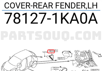 Nissan 781271KA0A COVER-REAR FENDER,LH