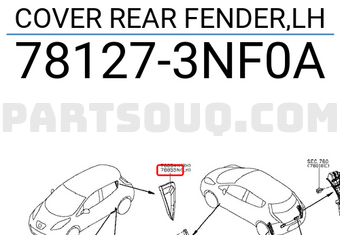 Nissan 781273NF0A COVER REAR FENDER,LH