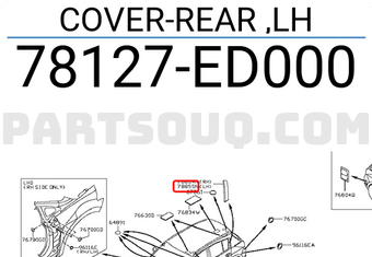 Nissan 78127ED000 COVER-REAR ,LH