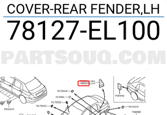Nissan 78127EL100 COVER-REAR FENDER,LH