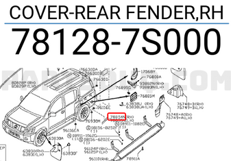 Nissan 781287S000 COVER-REAR FENDER,RH