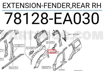 Nissan 78128EA030 EXTENSION-FENDER,REAR RH