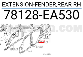 Nissan 78128EA530 EXTENSION-FENDER,REAR RH
