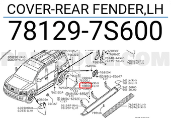 Nissan 781297S600 COVER-REAR FENDER,LH