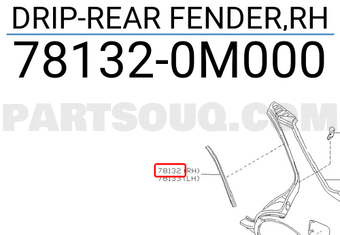 Nissan 781320M000 DRIP-REAR FENDER,RH