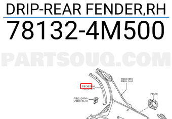 Nissan 781324M500 DRIP-REAR FENDER,RH