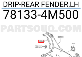 Nissan 781334M500 DRIP-REAR FENDER,LH