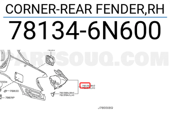 Nissan 781346N600 CORNER-REAR FENDER,RH