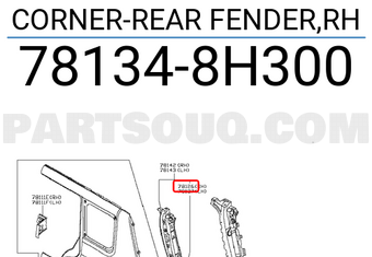 Nissan 781348H300 CORNER-REAR FENDER,RH