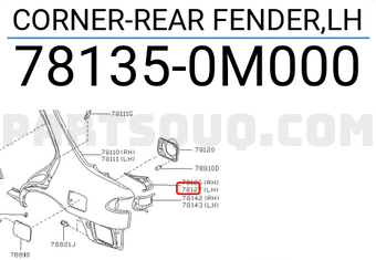 Nissan 781350M000 CORNER-REAR FENDER,LH