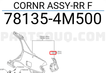 Nissan 781354M500 CORNR ASSY-RR F