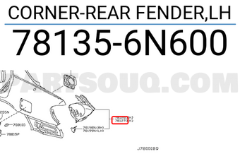 Nissan 781356N600 CORNER-REAR FENDER,LH