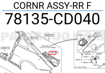 Nissan 78135CD040 CORNR ASSY-RR F