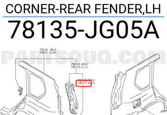 Nissan 78135JG05A CORNER-REAR FENDER,LH