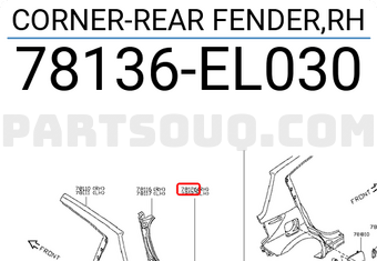 Nissan 78136EL030 CORNER-REAR FENDER,RH