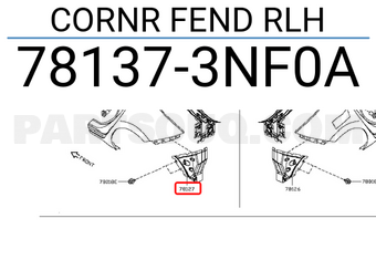 Nissan 781373NF0A CORNR FEND RLH