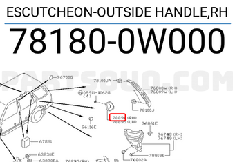 Nissan 781800W000 ESCUTCHEON-OUTSIDE HANDLE,RH