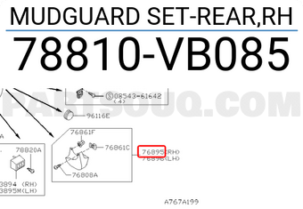 Nissan 78810VB085 MUDGUARD SET-REAR,RH
