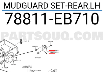 Nissan 78811EB710 MUDGUARD SET-REAR,LH