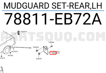 Nissan 78811EB72A MUDGUARD SET-REAR,LH