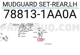 Nissan 788131AA0A MUDGUARD SET-REAR,LH