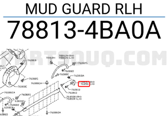 Nissan 788134BA0A MUD GUARD RLH