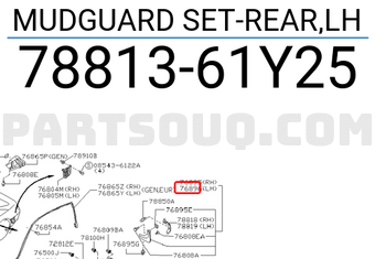 Nissan 7881361Y25 MUDGUARD SET-REAR,LH