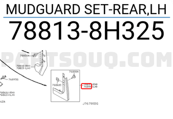 Nissan 788138H325 MUDGUARD SET-REAR,LH