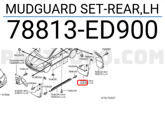 Nissan 78813ED900 MUDGUARD SET-REAR,LH