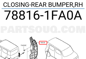 Nissan 788161FA0A CLOSING-REAR BUMPER,RH