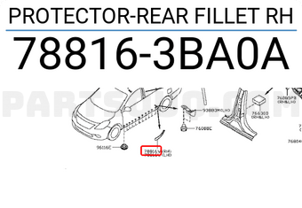 Nissan 788163BA0A PROTECTOR-REAR FILLET RH