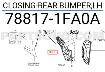 Nissan 788171FA0A CLOSING-REAR BUMPER,LH