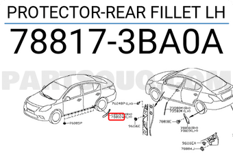 Nissan 788173BA0A PROTECTOR-REAR FILLET LH