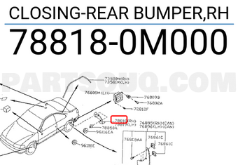 Nissan 788180M000 CLOSING-REAR BUMPER,RH