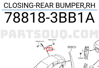 Nissan 788183BB1A CLOSING-REAR BUMPER,RH
