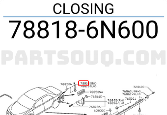 Nissan 788186N600 CLOSING