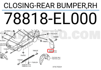 Nissan 78818EL000 CLOSING-REAR BUMPER,RH