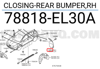 Nissan 78818EL30A CLOSING-REAR BUMPER,RH