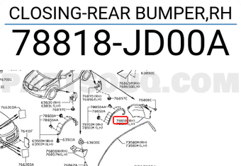 Nissan 78818JD00A CLOSING-REAR BUMPER,RH