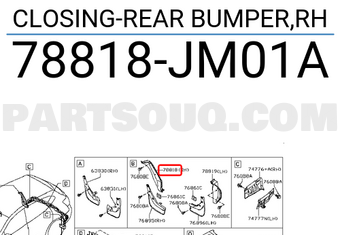 Nissan 78818JM01A CLOSING-REAR BUMPER,RH