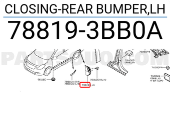 Nissan 788193BB0A CLOSING-REAR BUMPER,LH