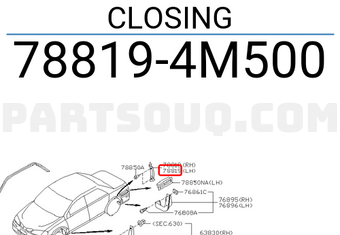 Nissan 788194M500 CLOSING