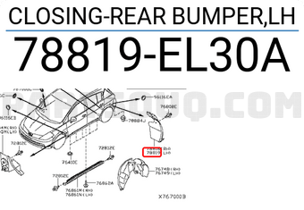 Nissan 78819EL30A CLOSING-REAR BUMPER,LH