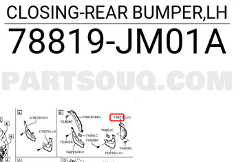 Nissan 78819JM01A CLOSING-REAR BUMPER,LH