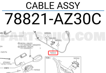 Nissan 78821AZ30C CABLE ASSY