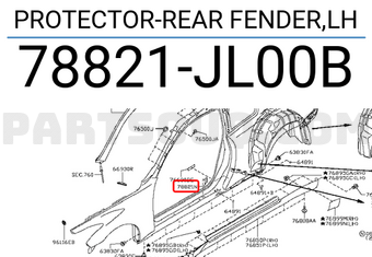 Nissan 78821JL00B PROTECTOR-REAR FENDER,LH