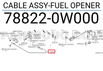 Nissan 788220W000 CABLE ASSY-FUEL OPENER
