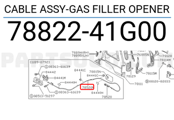 Nissan 7882241G00 CABLE ASSY-GAS FILLER OPENER