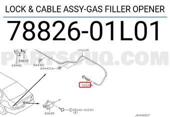 Nissan 7882601L01 LOCK & CABLE ASSY-GAS FILLER OPENER