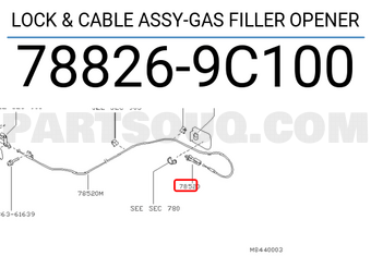 Nissan 788269C100 LOCK & CABLE ASSY-GAS FILLER OPENER